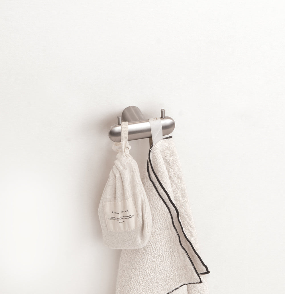 Double Hook – Corona – Brushed Stainless Steel