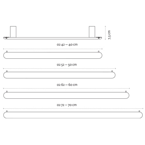 Towel Bar With Two Hooks – Corona – Brushed Stainless Steel