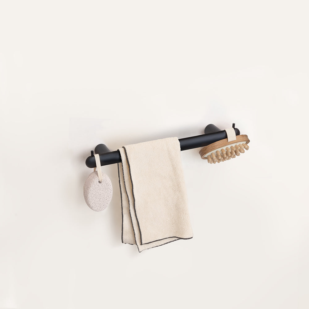 Towel Bar With Two Hooks – Corona – Matt Black