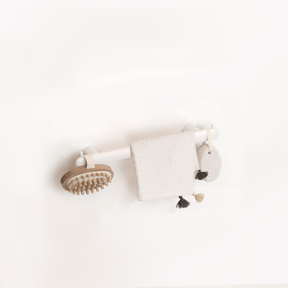 Towel Bar With Two Hooks – Corona – Matt White