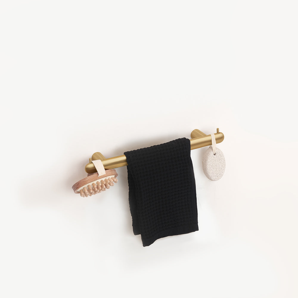 Towel Bar With Two Hooks – Corona – Brushed Gold