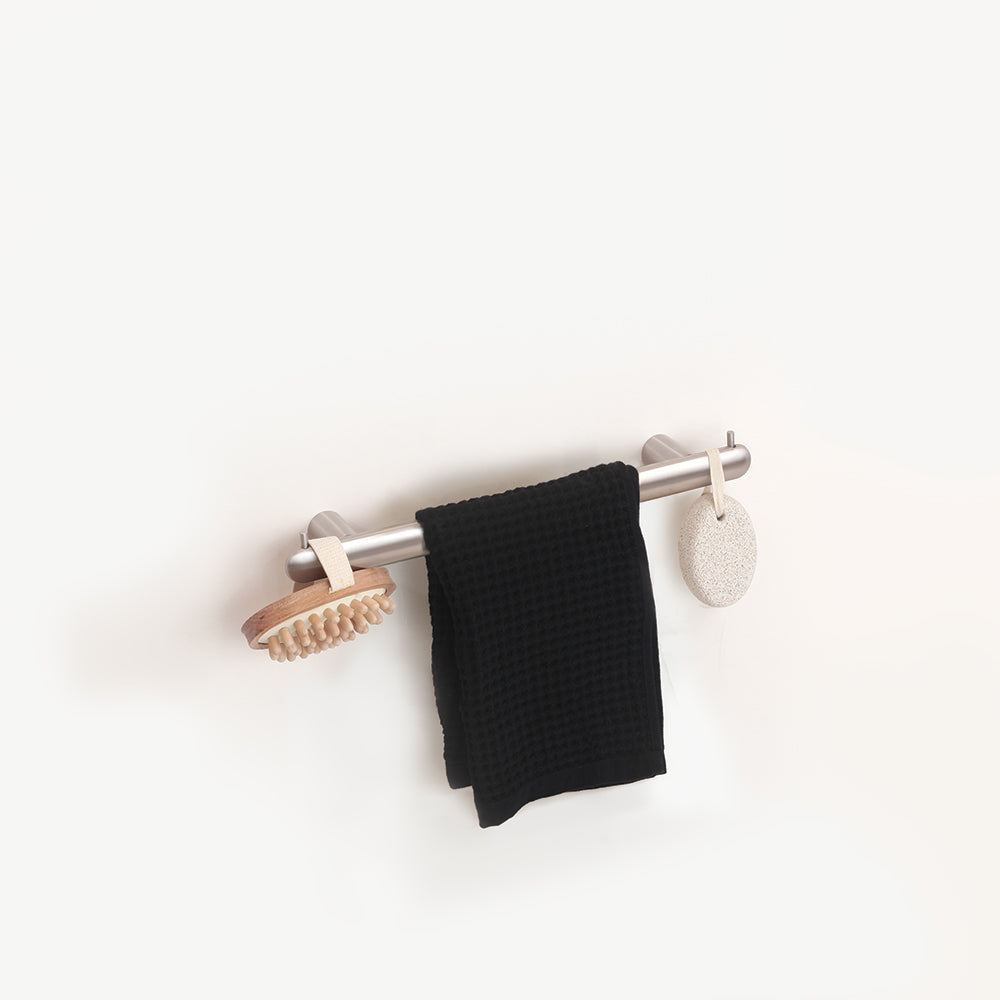 Towel Bar With Two Hooks – Corona – Brushed Stainless Steel