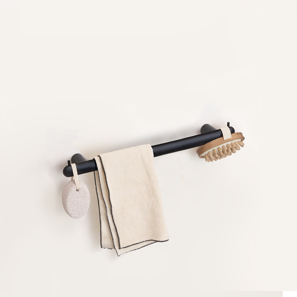 Towel Bar With Two Hooks – Corona – Matt Black