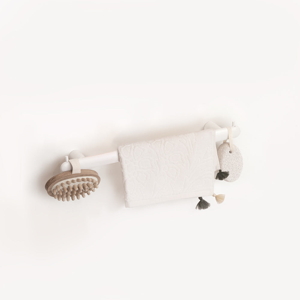 Towel Bar With Two Hooks – Corona – Matt White