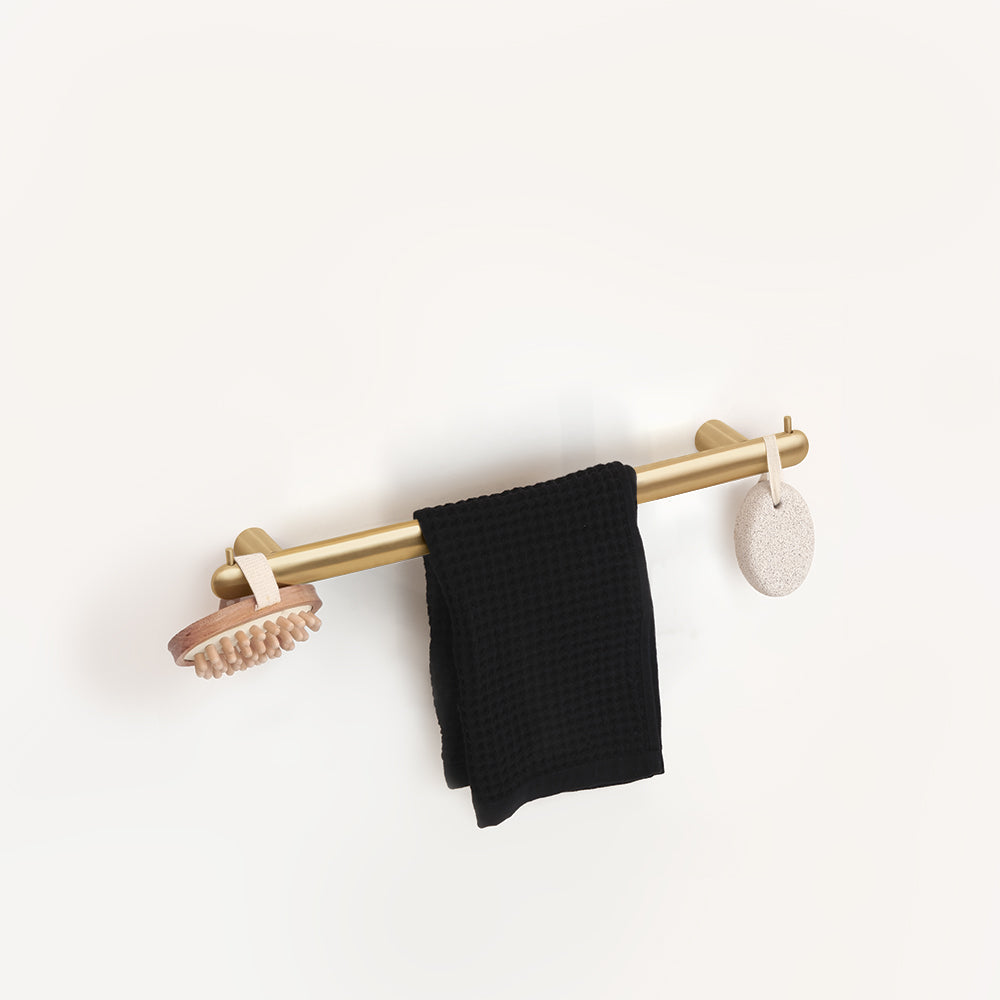 Towel Bar With Two Hooks – Corona – Brushed Gold