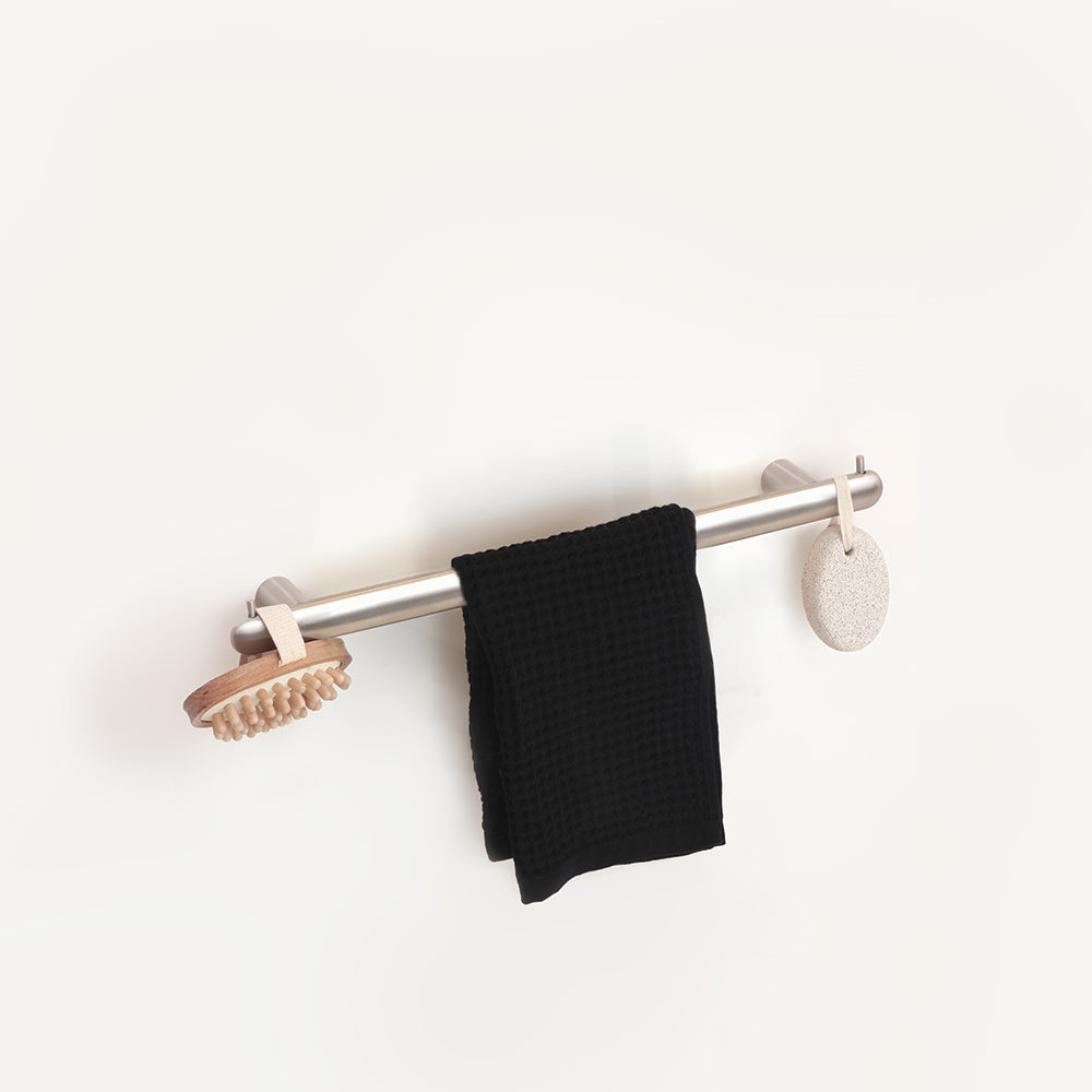 Towel Bar With Two Hooks – Corona – Brushed Stainless Steel