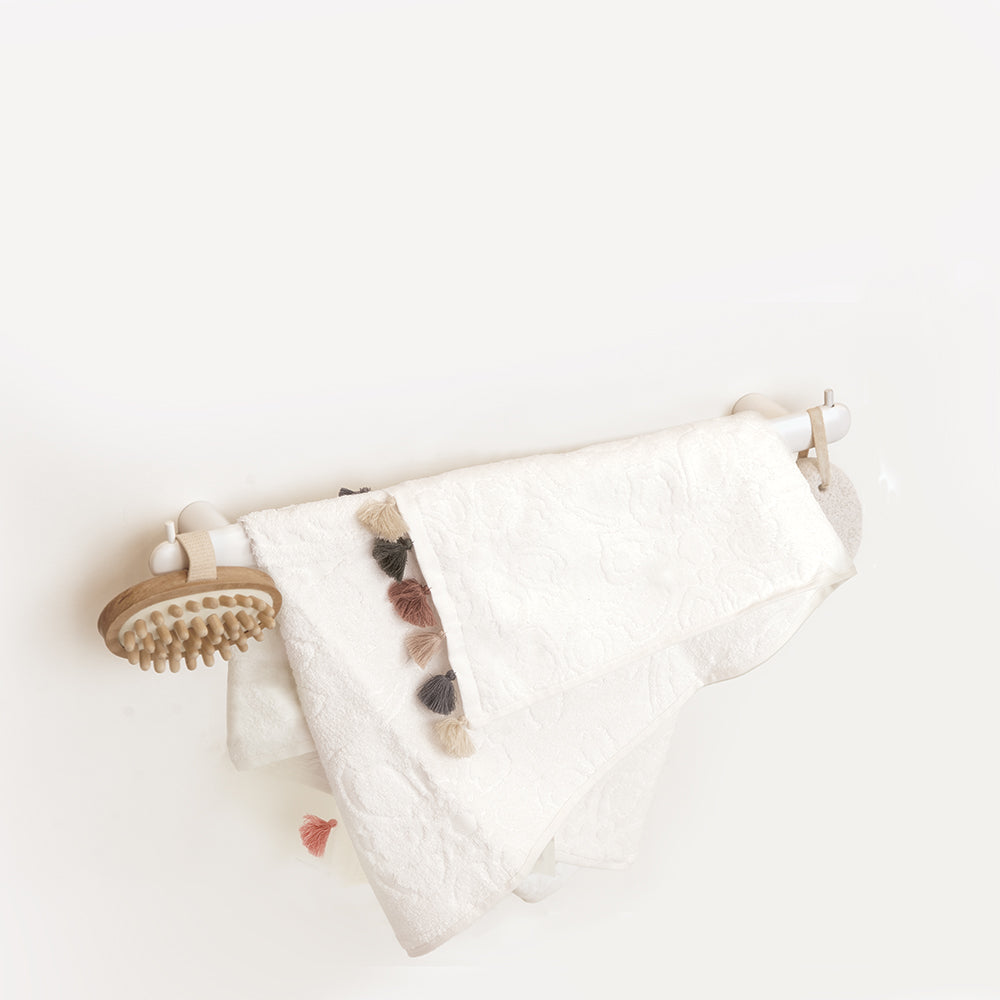 Towel Bar With Two Hooks – Corona – Matt White
