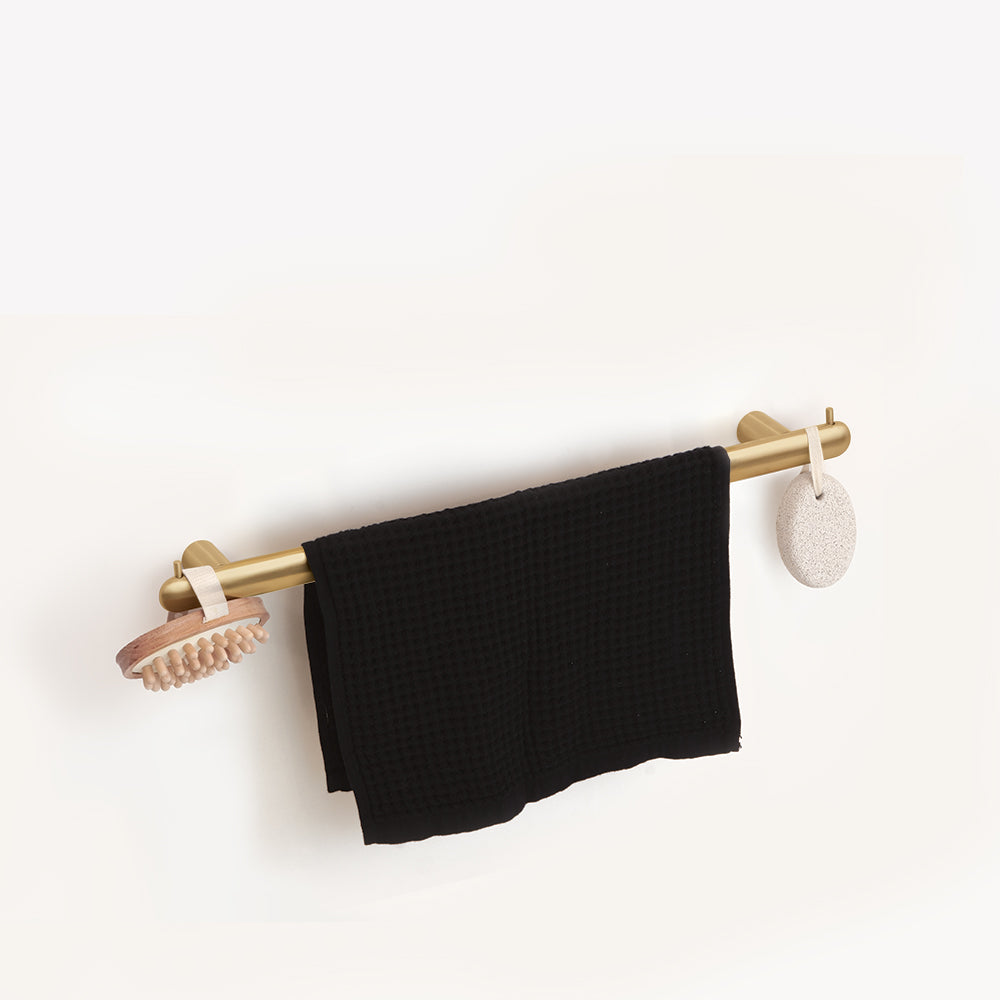 Towel Bar With Two Hooks – Corona – Brushed Gold