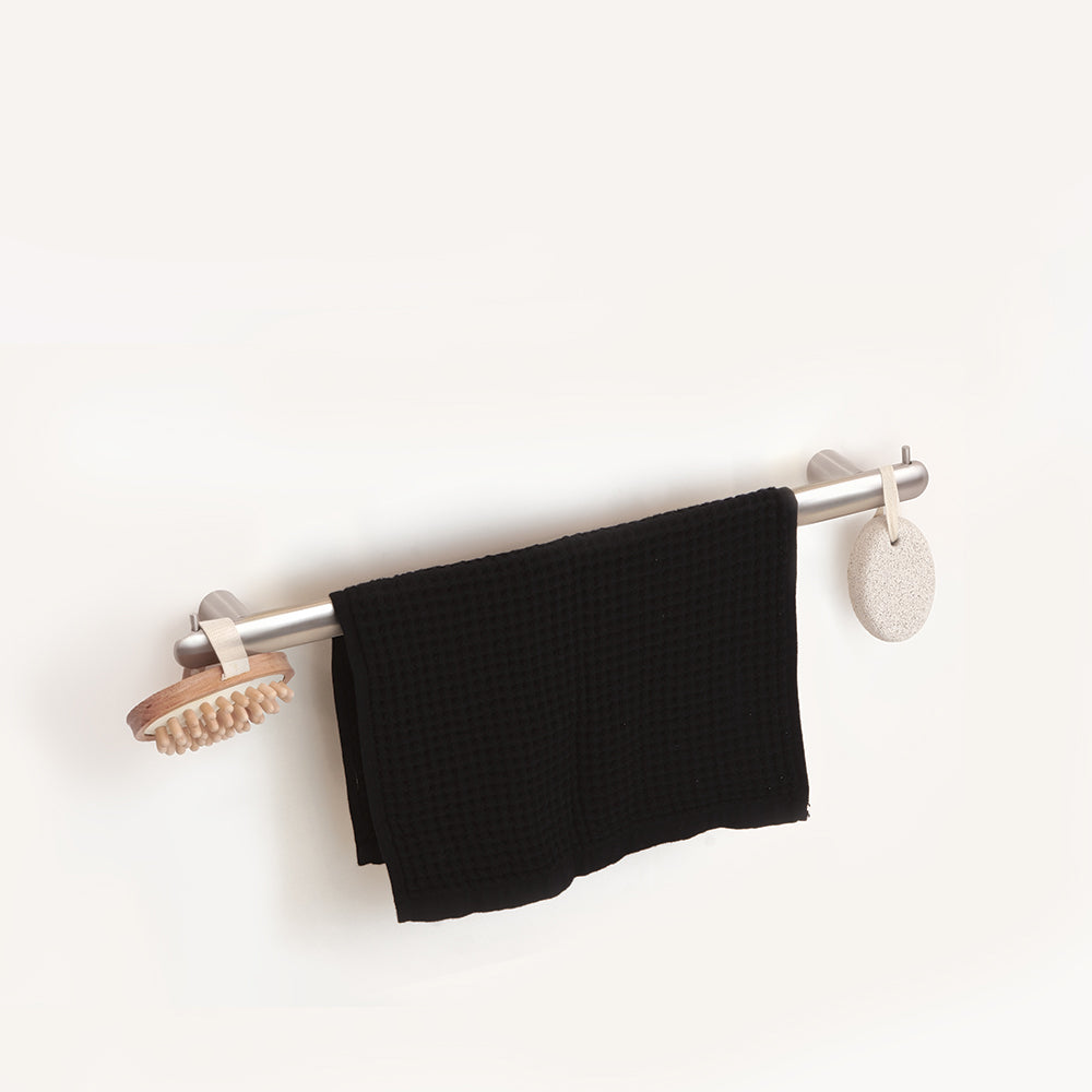 Towel Bar With Two Hooks – Corona – Brushed Stainless Steel