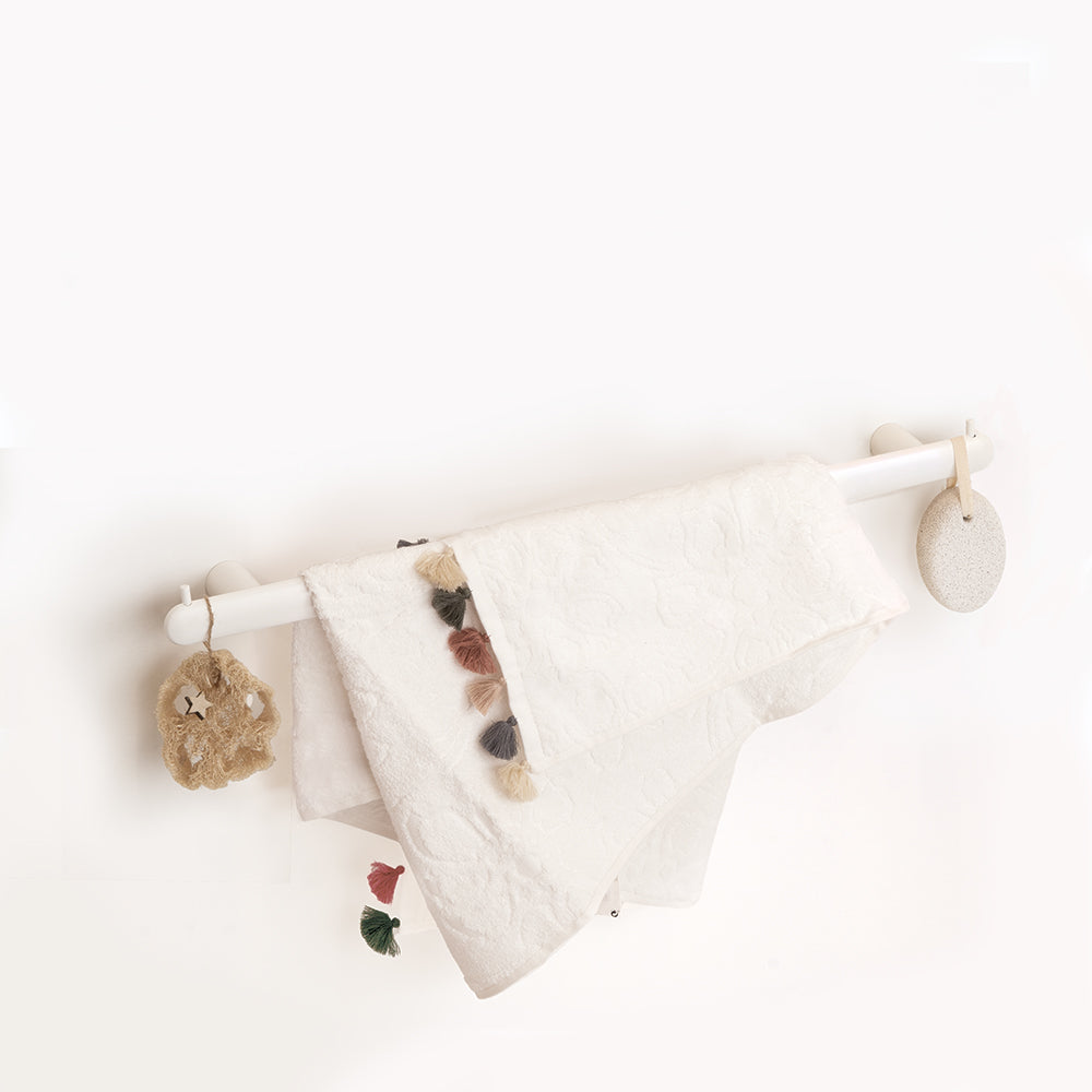 Towel Bar With Two Hooks – Corona – Matt White