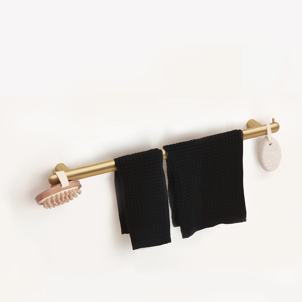 Towel Bar With Two Hooks – Corona – Brushed Gold