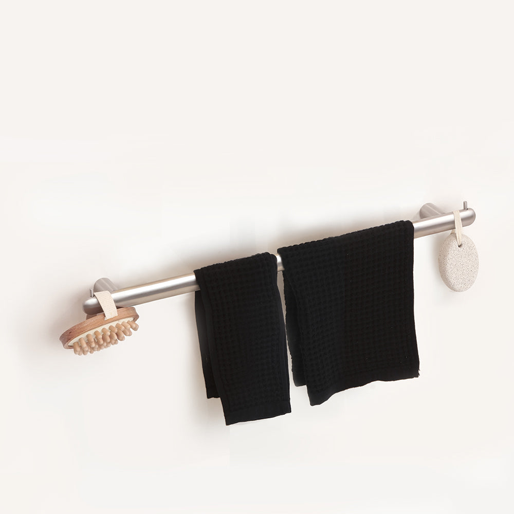 Towel Bar With Two Hooks – Corona – Brushed Stainless Steel