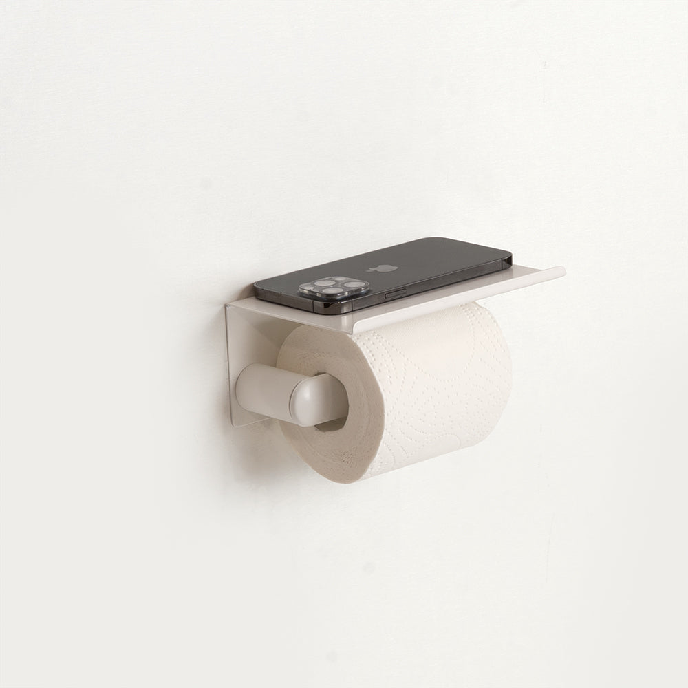 Toilet Roll Holder with Shelf – Corona – Matt White