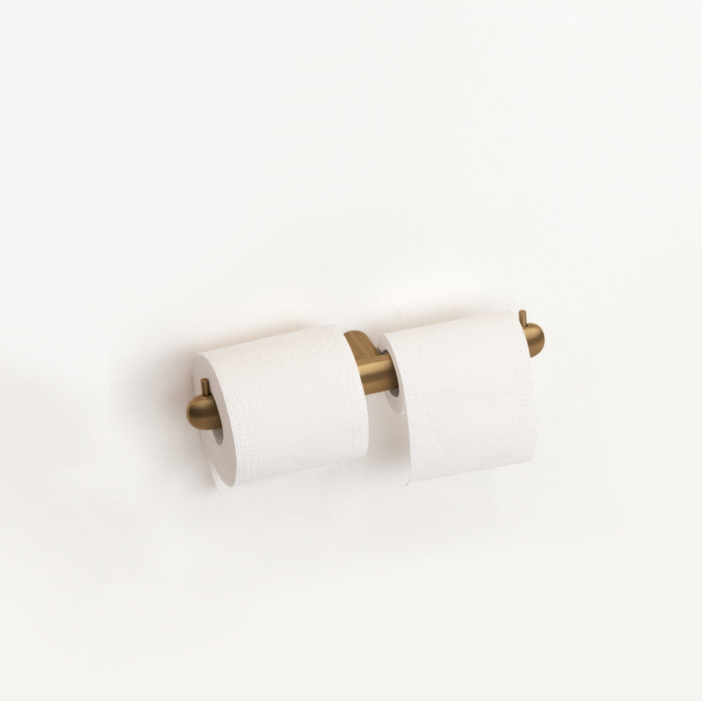 Double Toilet Roll Holder – Corona – Brushed Gold