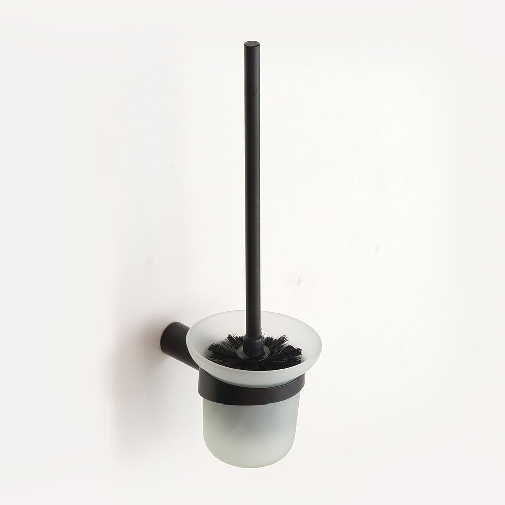 Wall-mounted Toilet Brush Holder With Glass Container – Corona – Matt Black