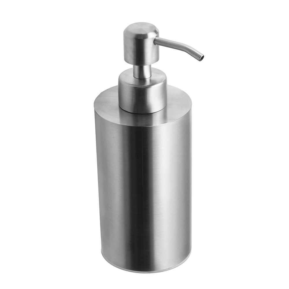 KAPITAN freestanding soap dispenser, 250 ml, metal pump — satin