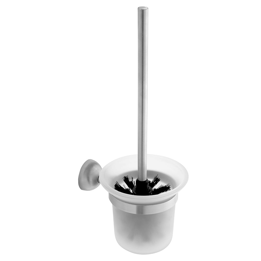 Wall-Mounted Glass Toilet Brush Holder – CLASSICO – Brushed Stainless Steel