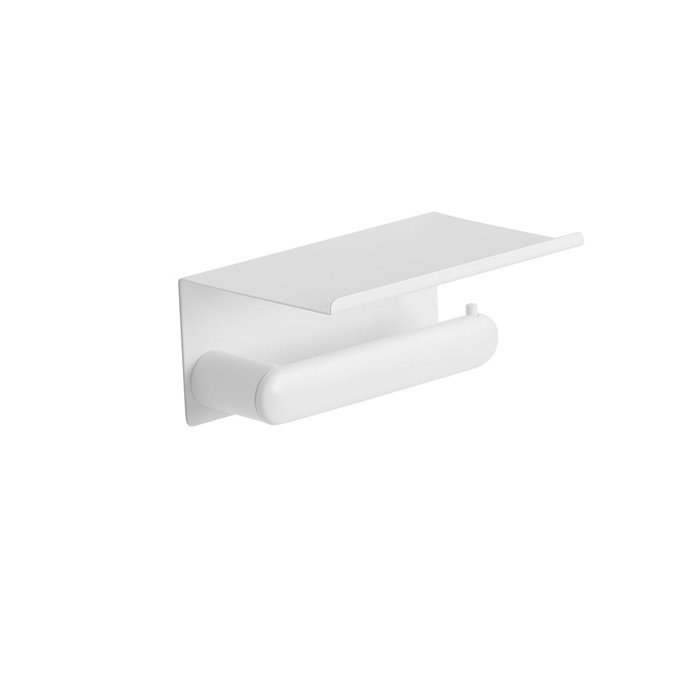 Toilet Roll Holder with Shelf – Corona – Matt White