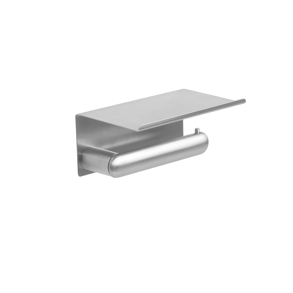 Toilet Roll Holder with Shelf – Corona – Brushed Stainless Steel