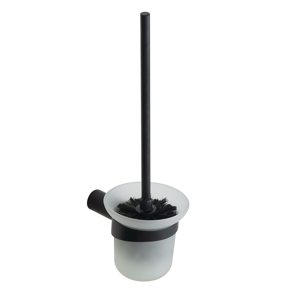 Wall-mounted Toilet Brush Holder With Glass Container – Corona – Matt Black