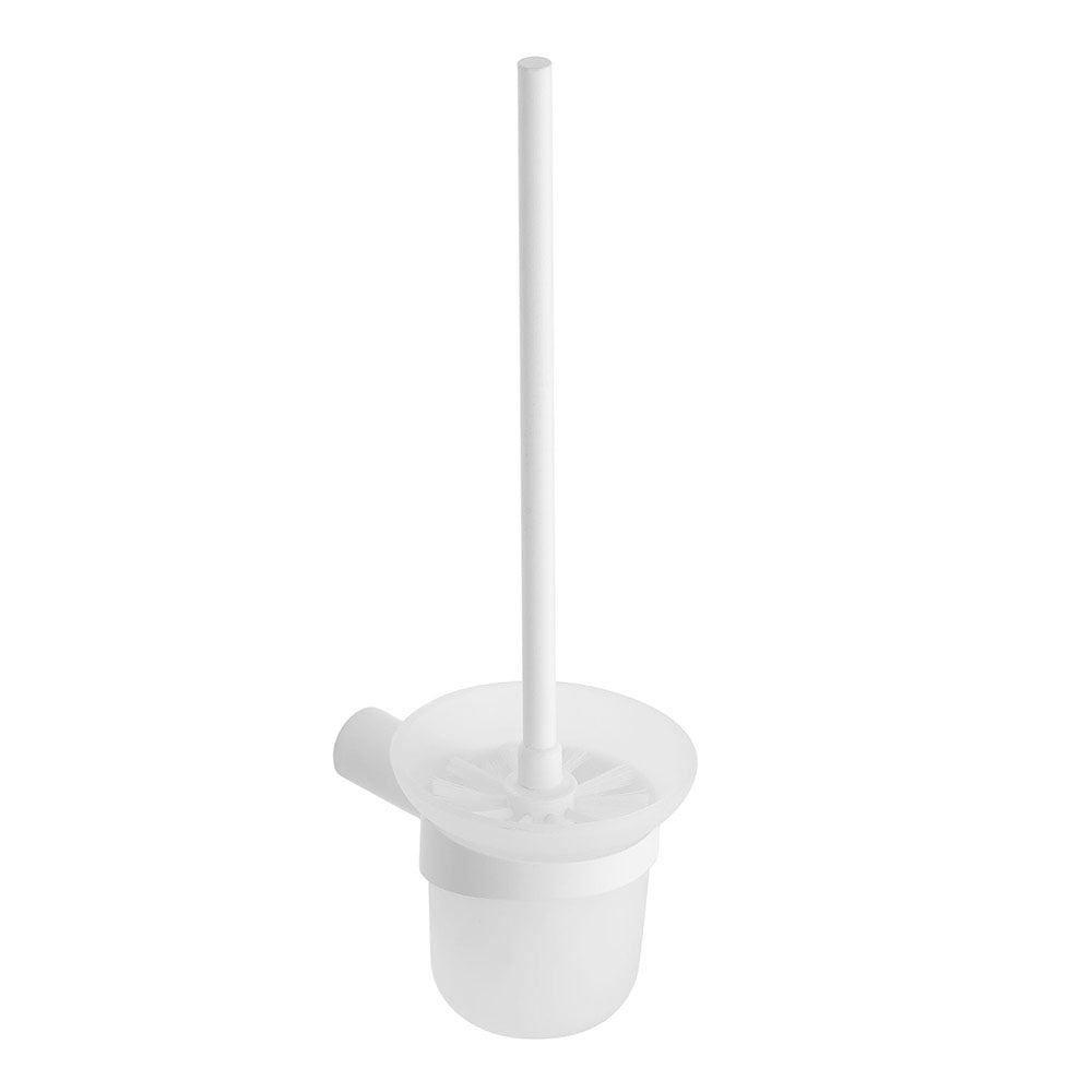Wall-mounted Toilet Brush Holder With Glass Container – Corona – Matt White