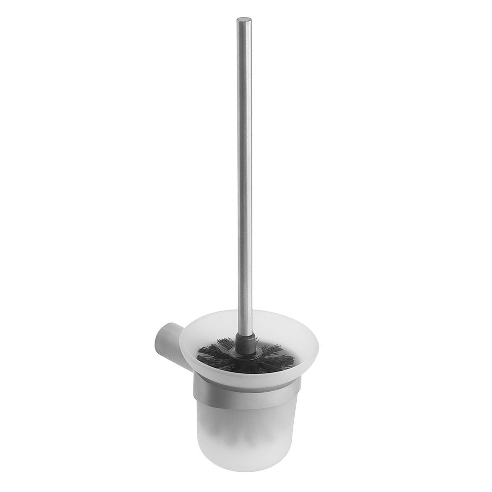 Wall-mounted Toilet Brush Holder With Glass Container – Corona – Brushed Stainless Steel