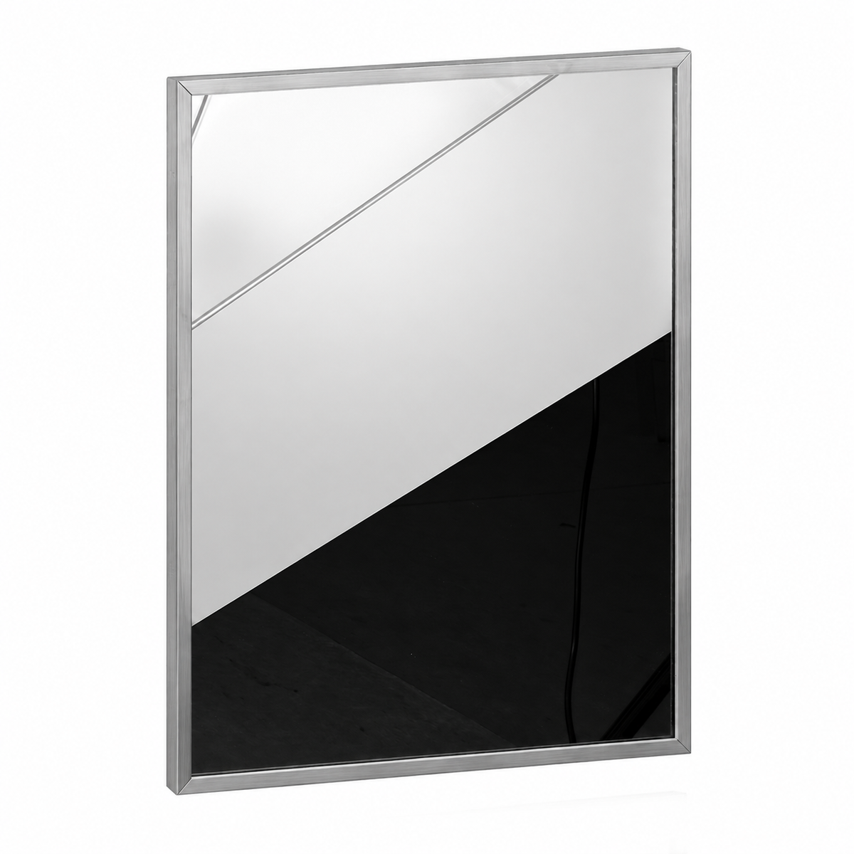 Framed Bathroom Mirror – Brushed Stainless Steel — product visualization
