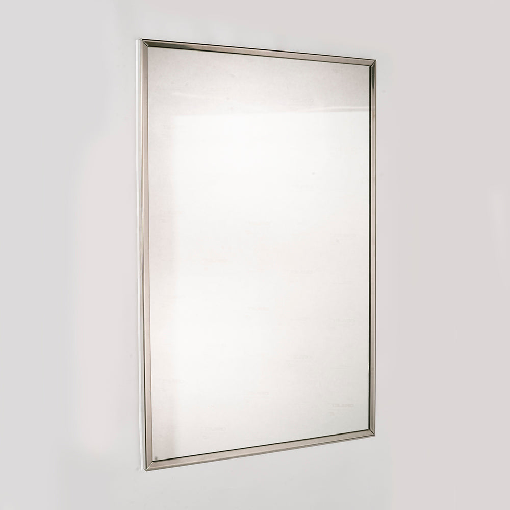 Framed Bathroom Mirror – Polished Stainless Steel — bathroom interior