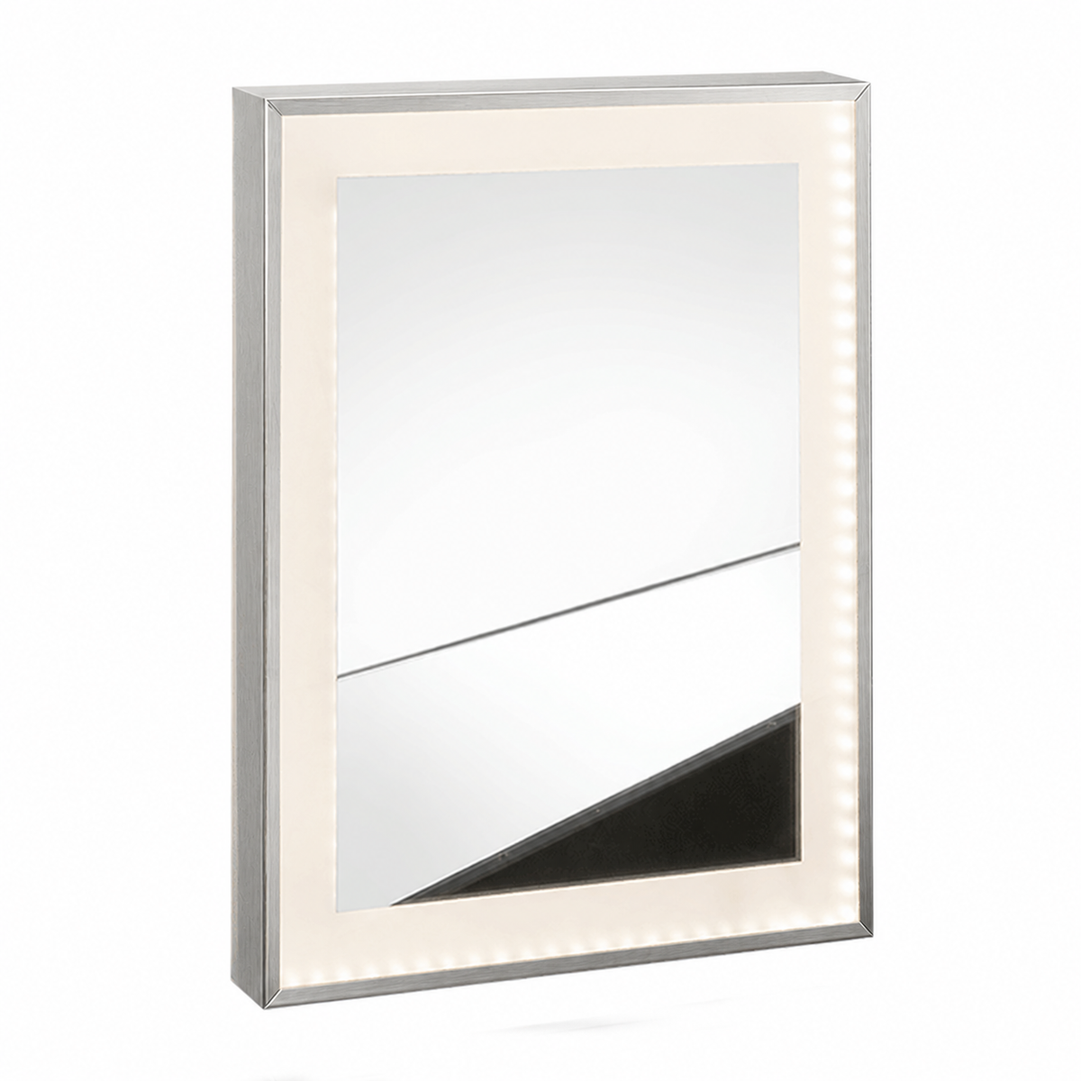 Framed LED Bathroom Mirror – Brushed Stainless Steel — product visualization