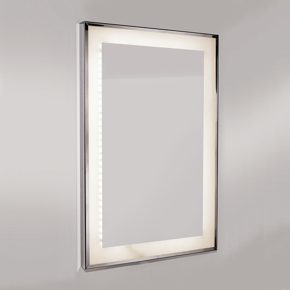 Framed LED Bathroom Mirror – Polished Stainless Steel — bathroom interior