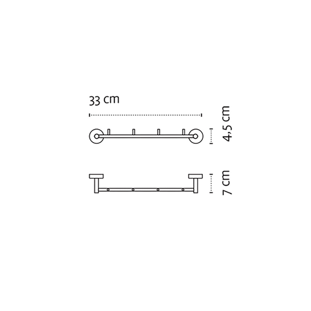 Four-Hook Rack – MODERNO – Matt White — dimensions