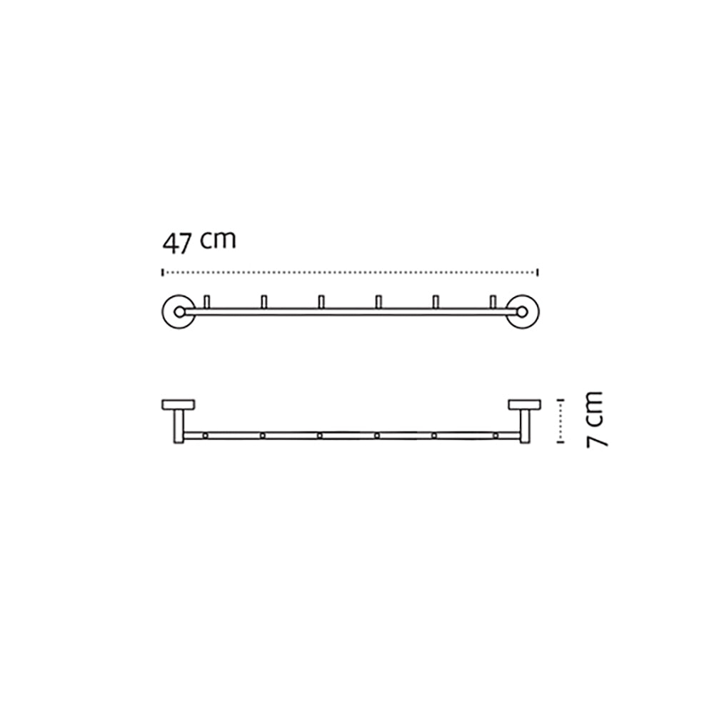 Six-Hook Rack – MODERNO – Matt White — dimensions