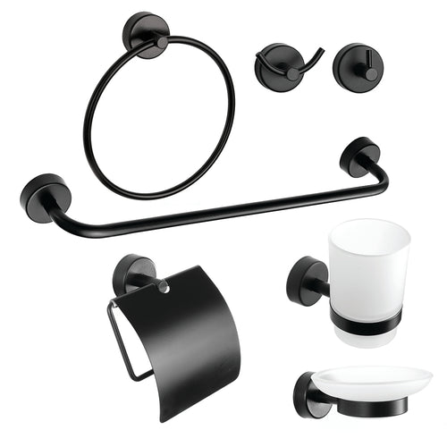 6-Piece Bathroom Set + Gift Hook – MODERNO – Matt Black