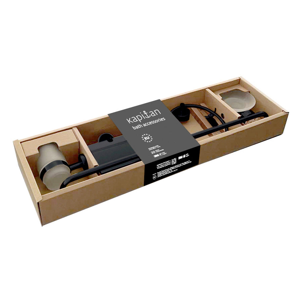 6-Piece Bathroom Set + Gift Hook – MODERNO – Matt Black