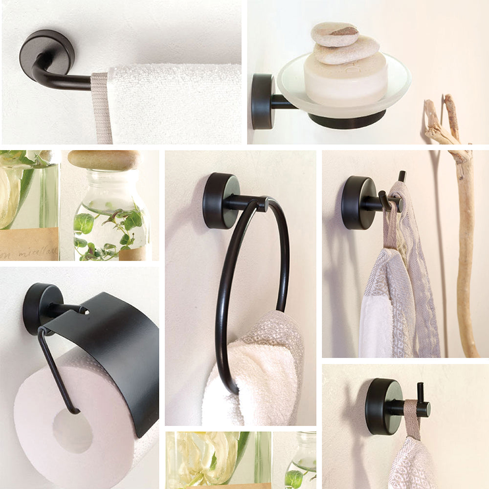 6-Piece Bathroom Set + Gift Hook – MODERNO – Matt Black — interior view
