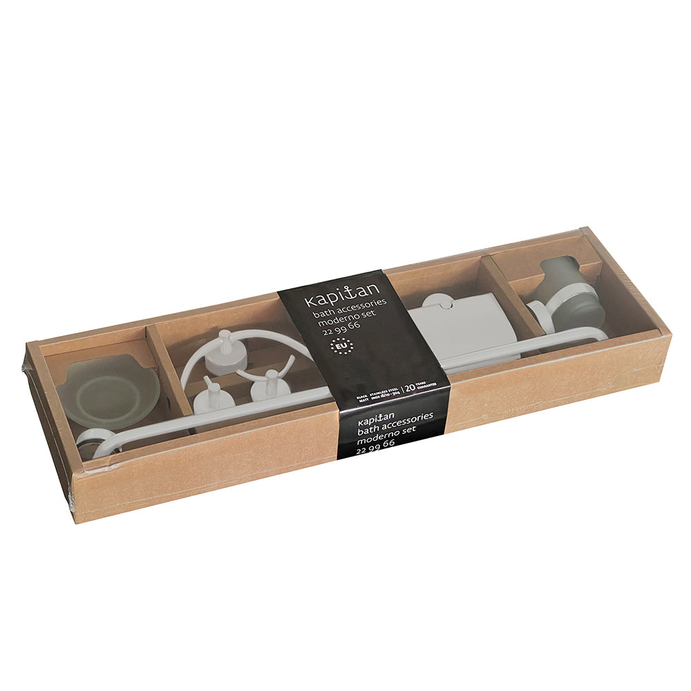 6-Piece Bathroom Set + Gift Hook – MODERNO – Matt White