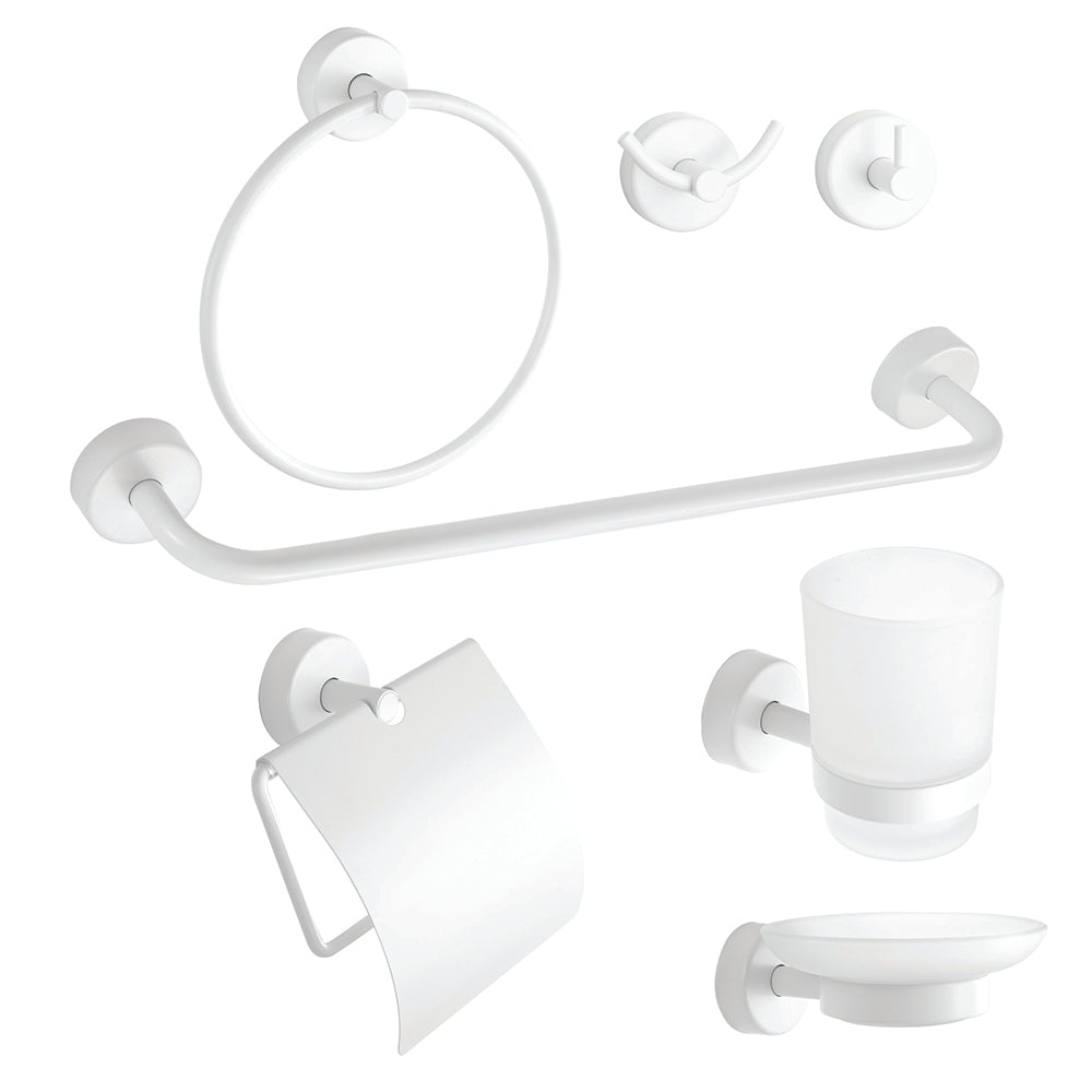 6-Piece Bathroom Set + Gift Hook – MODERNO – Matt White