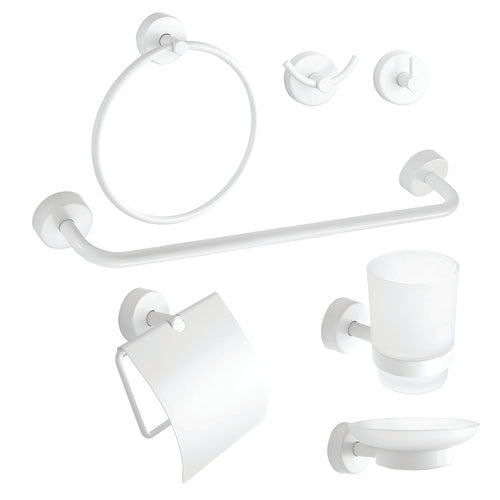 6-Piece Bathroom Set + Gift Hook – MODERNO – Matt White