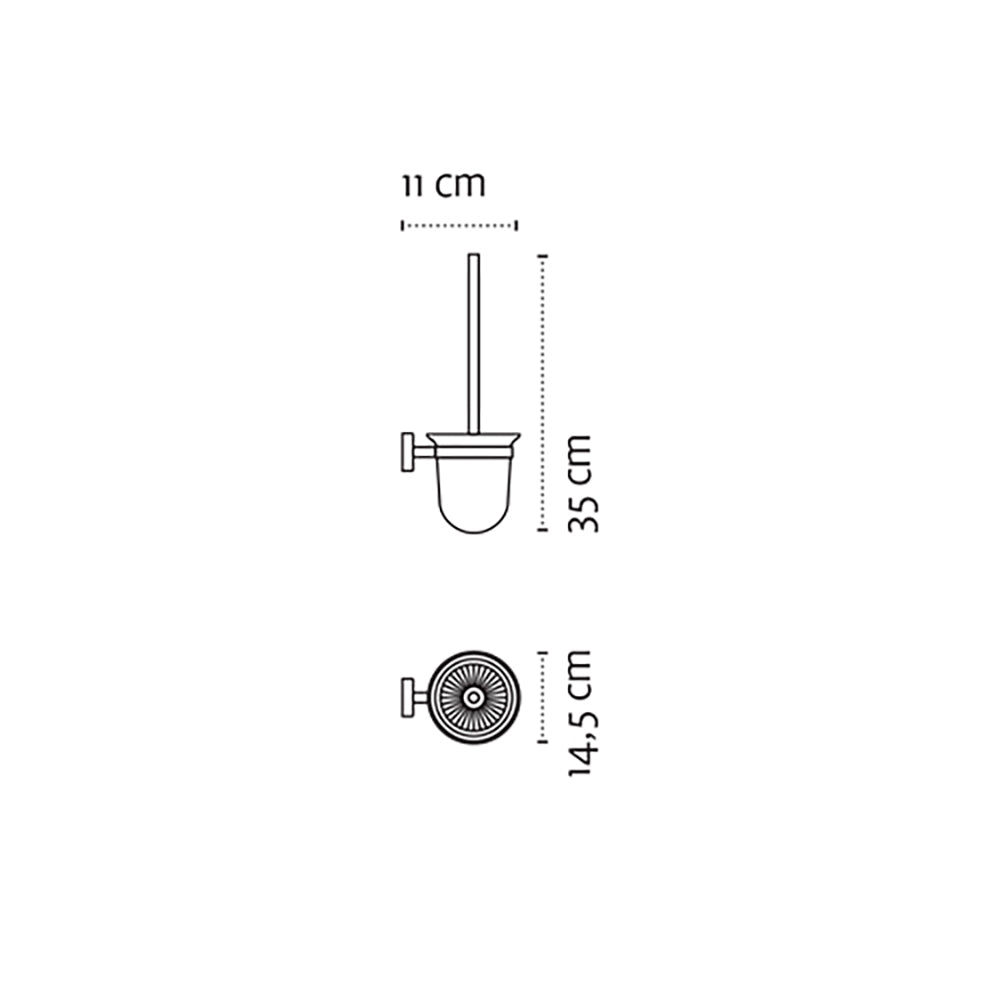 Wall-Mounted Glass Toilet Brush Holder – MODERNO – Matt White — dimensions