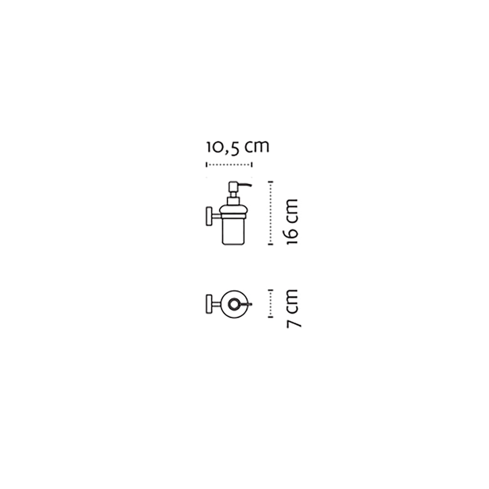 Wall-Mounted Soap Dispenser 180 ml – MODERNO – Matt White — dimensions
