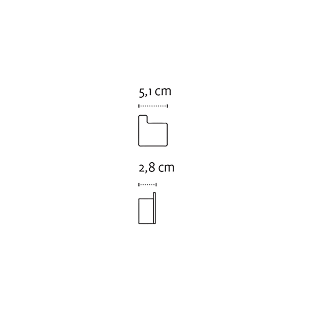 Single Hook – Left – NEO – Matt White – dimensions