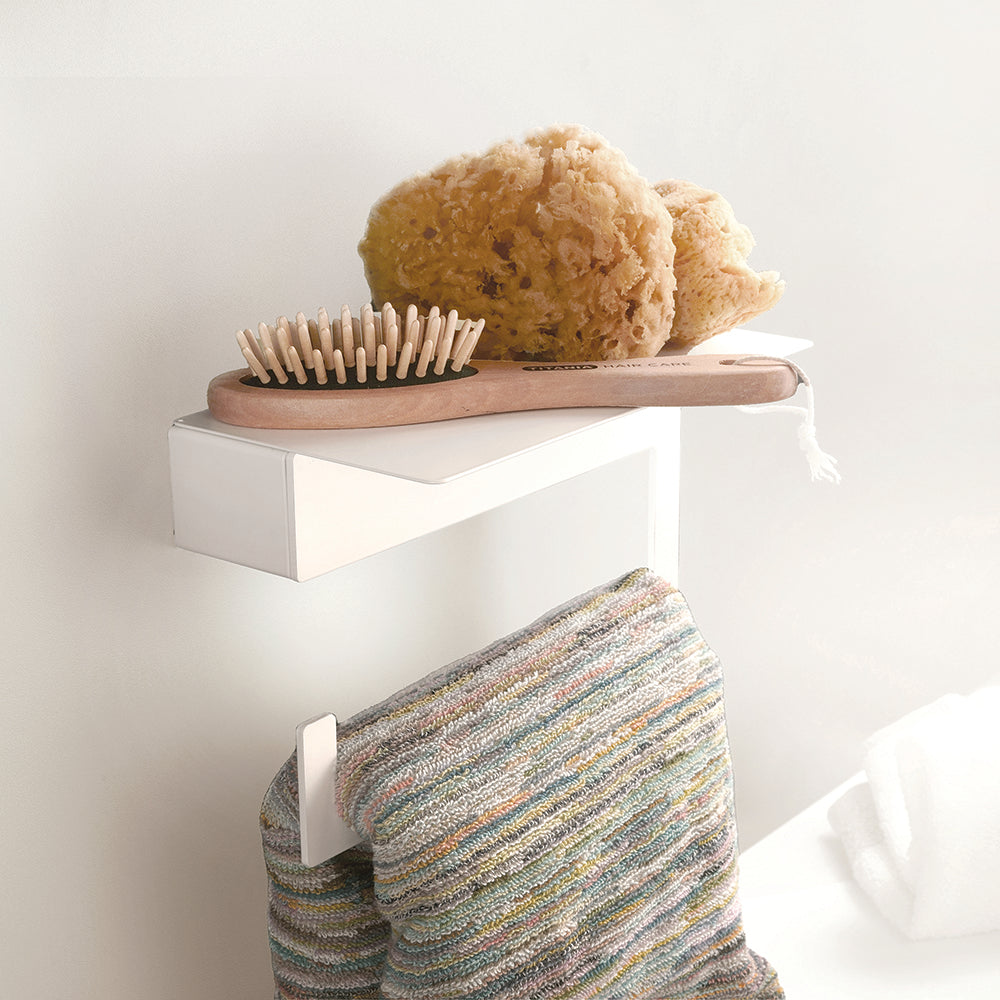 Towel Ring with Shelf – NEO – Matt White – product view