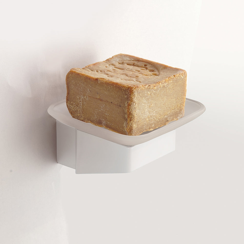 Glass Soap Dish – NEO – Matt White – product view