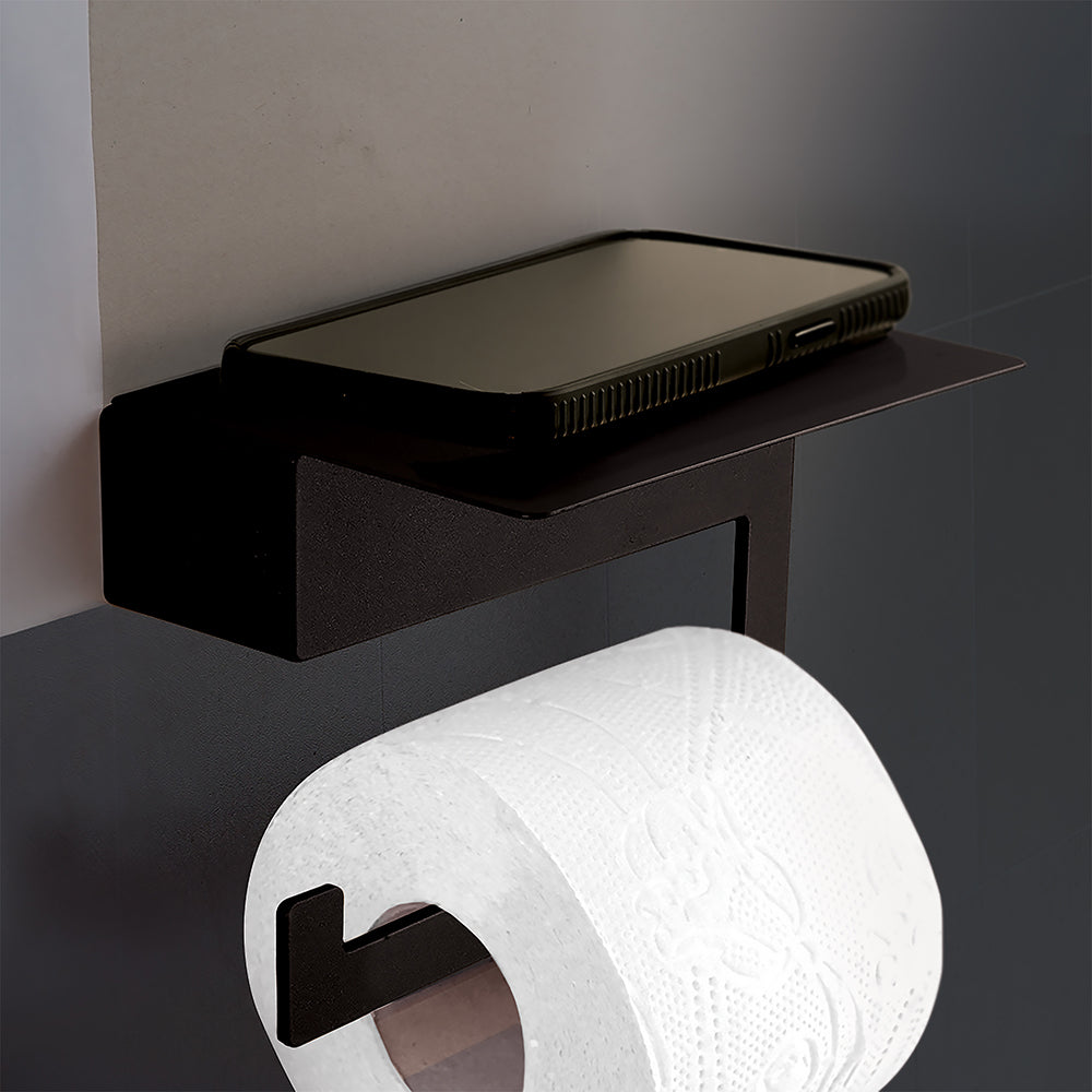 Straight Toilet Roll Holder – NEO – Matt Black – product view