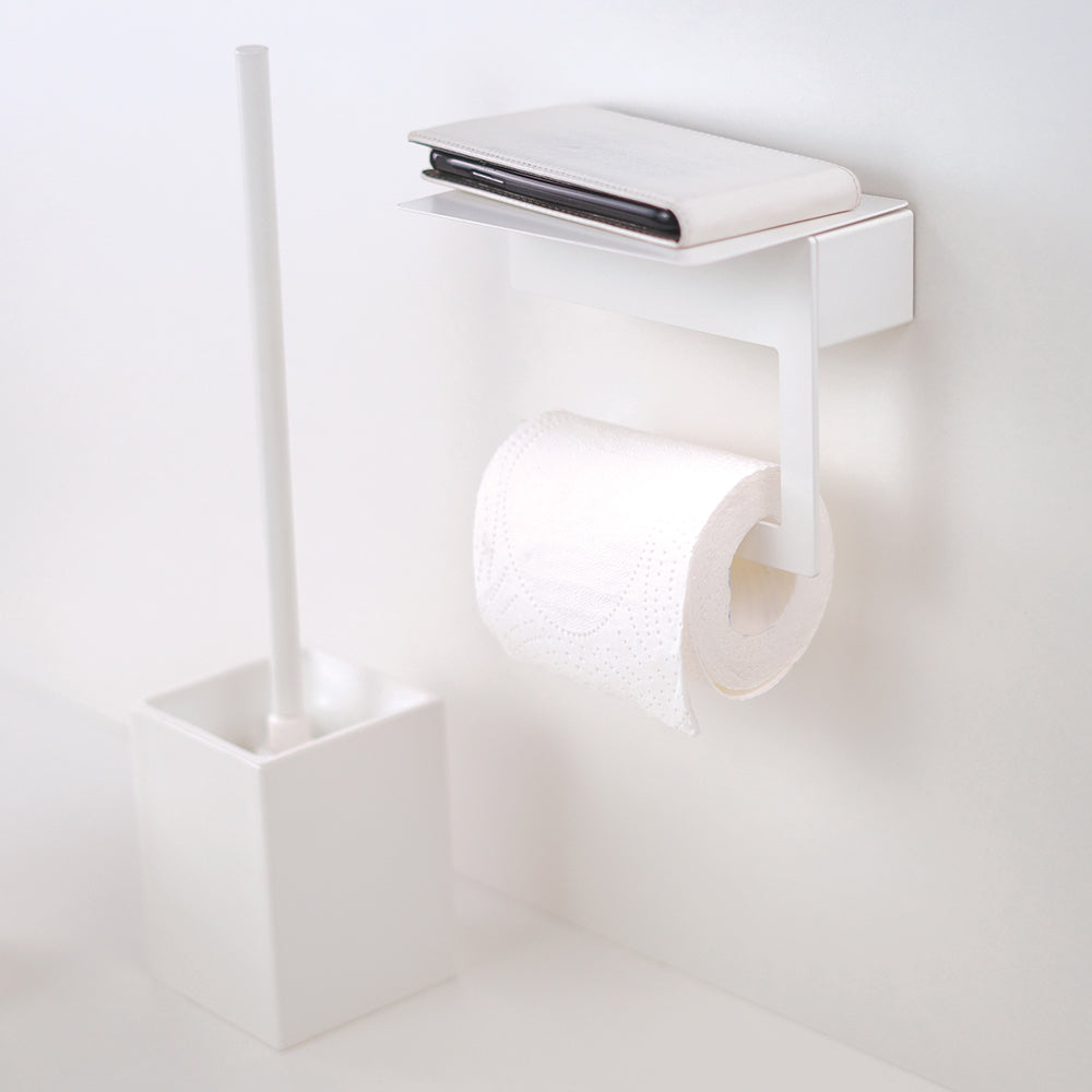 Straight Toilet Roll Holder – NEO – Matt White – product view