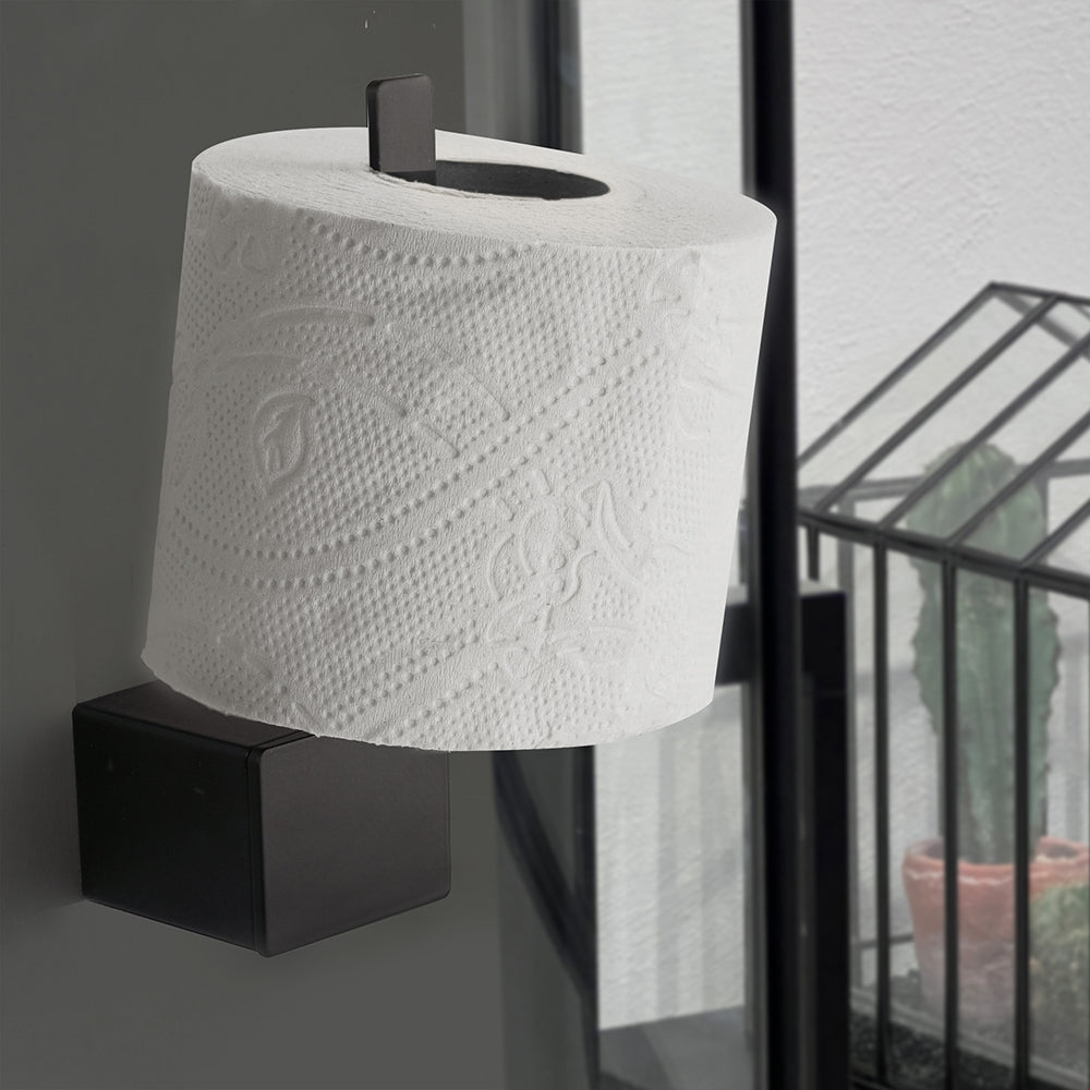 Toilet Roll Holder with Shelf – NEO – Matt Black – product view