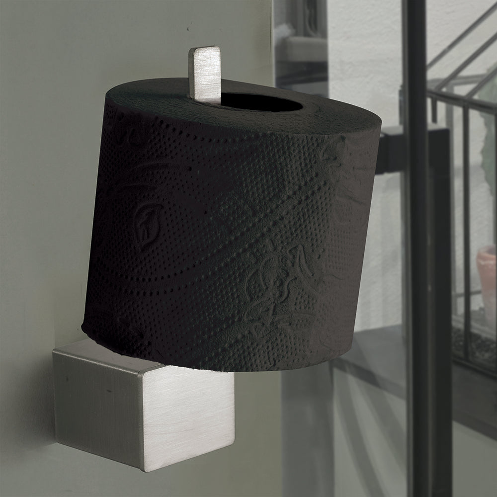 Toilet Roll Holder with Shelf – NEO – Brushed Stainless Steel – product view