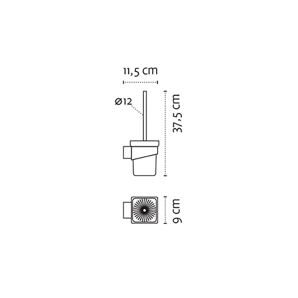 Wall-Mounted Glass Toilet Brush Holder – NEO – Matt White – dimensions