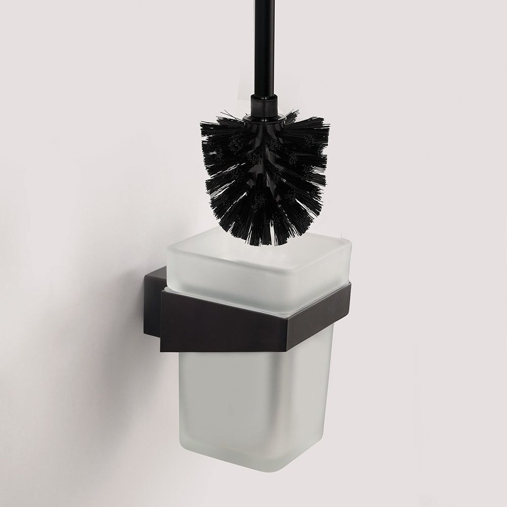 Wall-Mounted Glass Toilet Brush Holder – NEO – Matt Black – product view