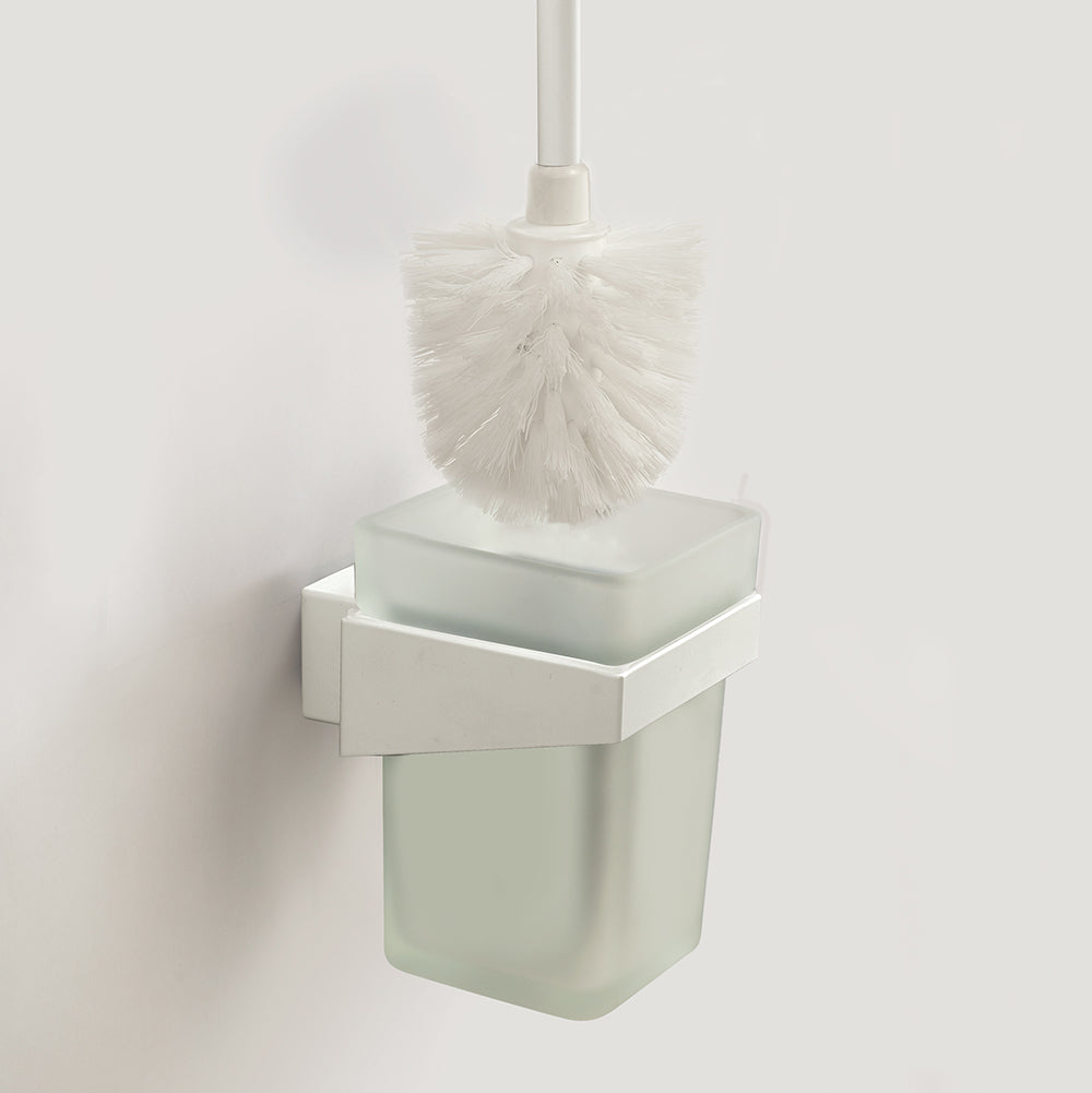 Wall-Mounted Glass Toilet Brush Holder – NEO – Matt White – product view